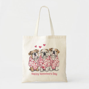 Frohe Valentinstag English Bulldogge Tragetasche