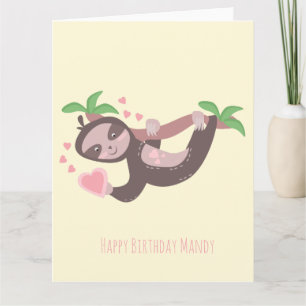 Frohe Valentinstag Faultier-Herzen-Geburtstag Karte