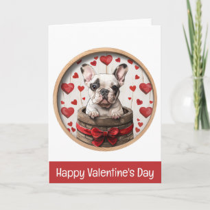 Frohe Valentinstag Französische Bulldogge Feiertagskarte