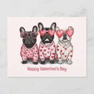 Frohe Valentinstag Französische Bulldogge Feiertagspostkarte