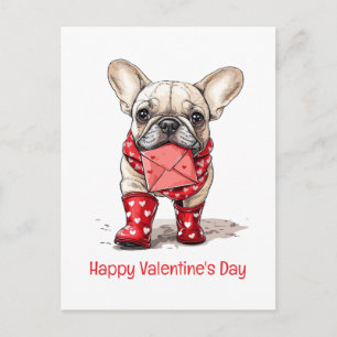Frohe Valentinstag Französische Bulldogge Liebesbr Feiertagspostkarte
