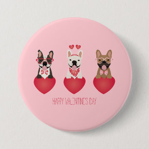Frohe Valentinstag Französische Bulldoggen Button