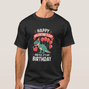 Frohe Valentinstag Geburtstagsfeier Herzen Dinosau T-Shirt