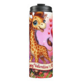 Frohe Valentinstag-Giraffe-Blumen-Wrap Thermosbecher (Vorderseite)