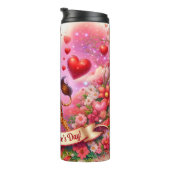 Frohe Valentinstag-Giraffe-Blumen-Wrap Thermosbecher (Nach rechts gedreht)