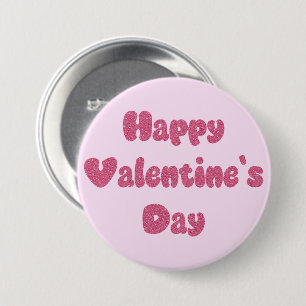 Frohe Valentinstag Glitter Button