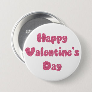 Frohe Valentinstag Glitter Button