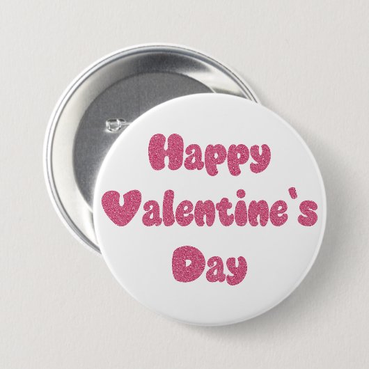 Frohe Valentinstag Glitter Button (Vorne & Hinten)
