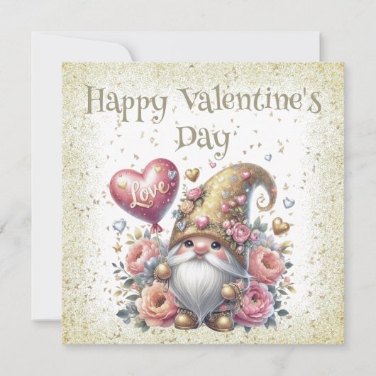 Frohe Valentinstag-Gnome Karte (Vorderseite)