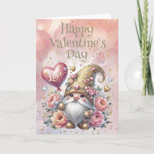 Frohe Valentinstag-Gnome Karte (Vorderseite)