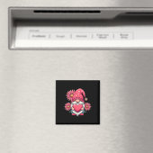 Frohe Valentinstag-Gnome mit Leopard-Sonnenblume Magnet (In Situ (Geschirrspüler))