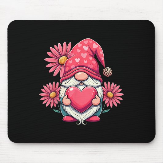 Frohe Valentinstag-Gnome mit Leopard-Sonnenblume Mousepad (Vorne)