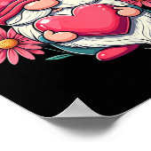 Frohe Valentinstag-Gnome mit Leopard-Sonnenblume Poster (Ecke)