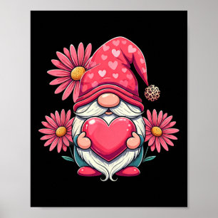 Frohe Valentinstag-Gnome mit Leopard-Sonnenblume Poster