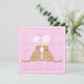 Frohe Valentinstag Golden Dogs Flat Card (Stehend Vorderseite)