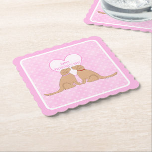 Frohe Valentinstag Golden Dogs Flat Card Untersetzer