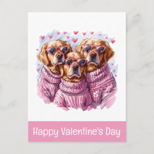 Frohe Valentinstag Golden Retriever Hunde Postkarte