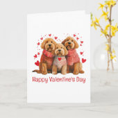 Frohe Valentinstag Goldendoodle Hunde Karte (Gelbe Blume)