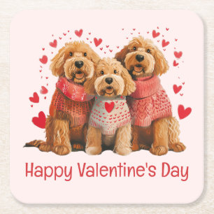 Frohe Valentinstag Goldendoodle Hunde Rechteckiger Pappuntersetzer