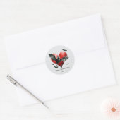 Frohe Valentinstag Gothic Fledermaus Runder Aufkleber (Umschlag)