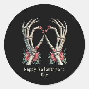 Frohe Valentinstag Gothic Skeletthände Runder Aufkleber