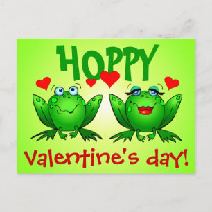 Frohe Valentinstag grüne Cartoon Frösche Postkarte