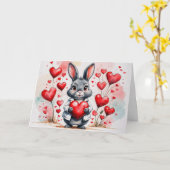 Frohe Valentinstag-Hase Karte (Gelbe Blume)