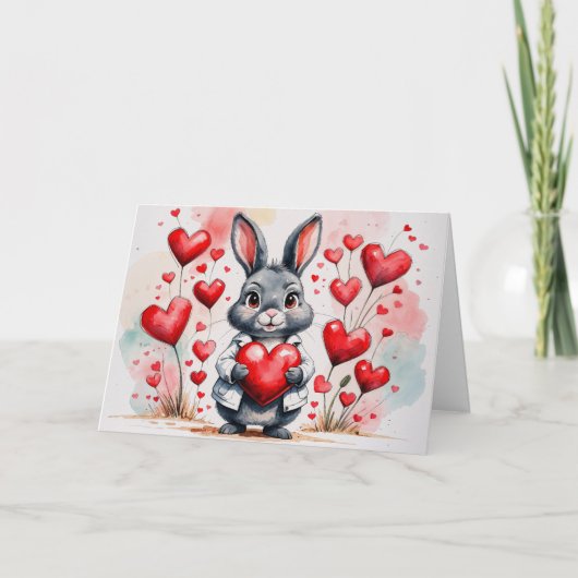 Frohe Valentinstag-Hase Karte (Vorderseite)
