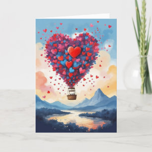 Frohe Valentinstag Heißluftballon Feiertagskarte