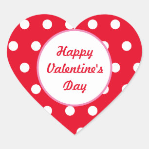 Frohe Valentinstag-Herz-Aufkleber (Rot & Weiß) Herz-Aufkleber