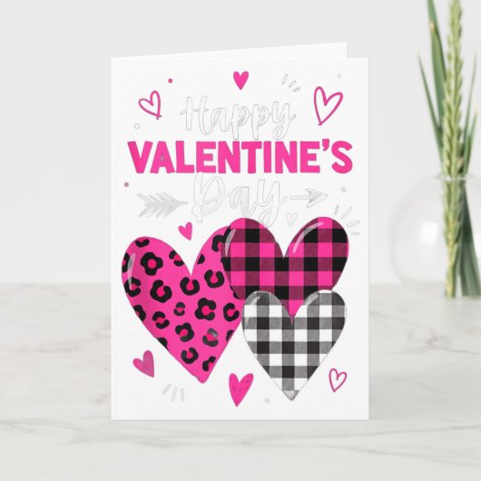 Frohe Valentinstag Herzen Mädchen Frauen Leopard A Karte (Vorderseite)