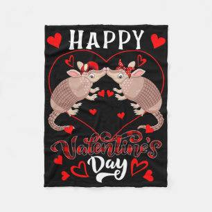 Frohe Valentinstag-Herzen-Paar-Gürteltiere Zoo Fleecedecke
