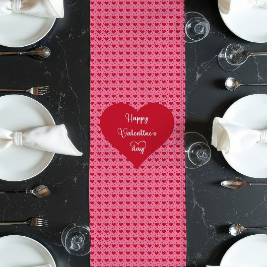 Frohe Valentinstag-Herzen Romantischer Tischläufer