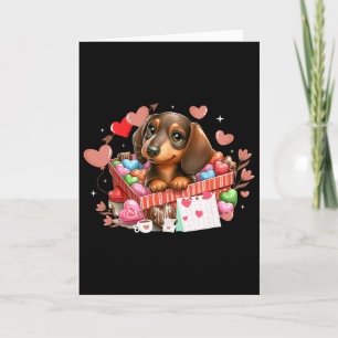 Frohe Valentinstag-Herzen Süße Dachshund-Hund Lo Karte