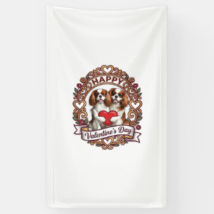 Frohe Valentinstag Hund Rotes Herz Floral Rahmen_1 Banner