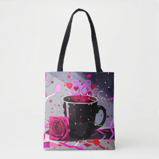 Frohe Valentinstag Kaffee und Konfetti  Tasche