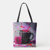 Frohe Valentinstag Kaffee und Konfetti Tasche (Rückseite)