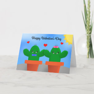 Frohe Valentinstag-Kaktus-Illustration Humor  Feiertagskarte