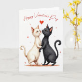 Frohe Valentinstag Katzen tanzen Karte (Gelbe Blume)