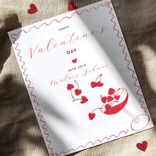 Frohe Valentinstag – Kirschherzen im Cocktail  Feiertagskarte