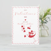 Frohe Valentinstag – Kirschherzen in Cocktail Feiertagskarte (Stehend Vorderseite)