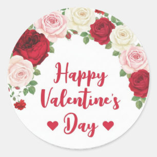 Frohe Valentinstag-Klassik-Rundum-Sticker Runder Aufkleber