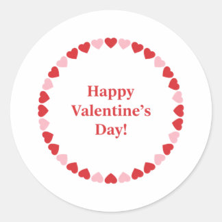 Frohe Valentinstag Klassische rote Herzumrandung  Runder Aufkleber