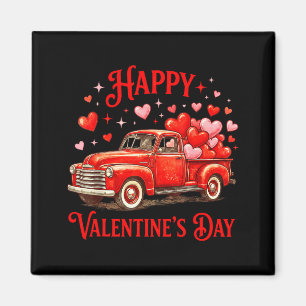 Frohe Valentinstag klassischer roter LKW Herzen Magnet