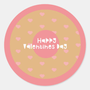 Frohe Valentinstag Konfetti Polka Herzen Donut Runder Aufkleber