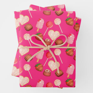 Frohe Valentinstag-Leckereien und Süßigkeiten Must Geschenkpapier Set