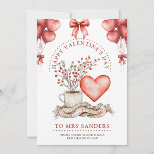 Frohe Valentinstag Lehrerin    Feiertagskarte