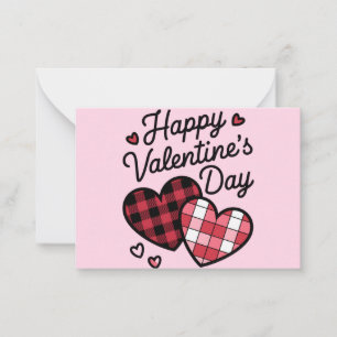 Frohe Valentinstag Leopard Plaid Liebes Herz Mitteilungskarte