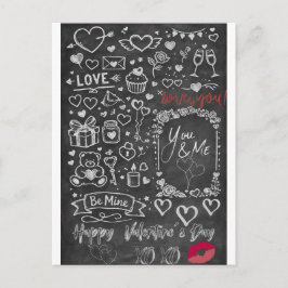 Frohe Valentinstag - Liebe Kreidetafel Postkarte