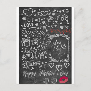 Frohe Valentinstag - Liebes-Schultafel Postkarte